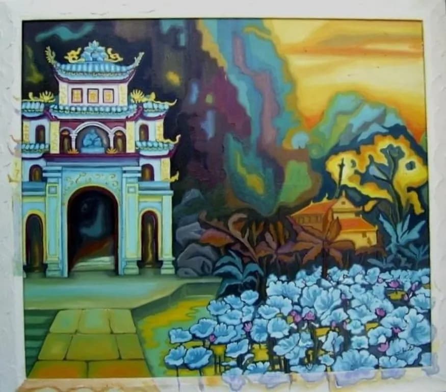 temple et plantes aquatiques